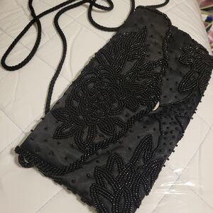 Valerie Stevens Black Beaded Clutch